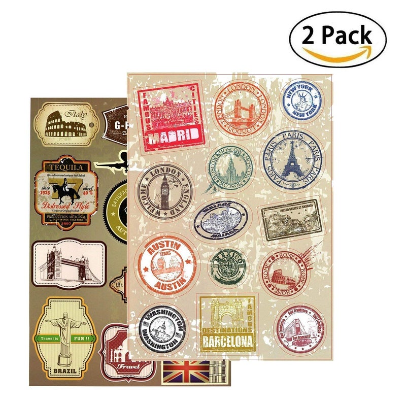 TamBee World Travel Stickers 2PCS Decals Planner Travel Luggage Suitcase Laptop Waterproof Stickers Children's Room Decor Labels A4#6 Olympics - Image 5